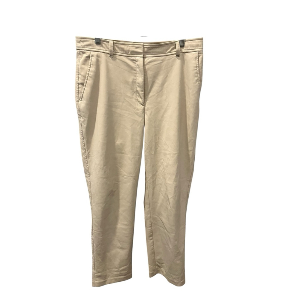Babaton Aritzia Vegan Leather Bootcut Beige Pants Womens Size 12 Business Casual
